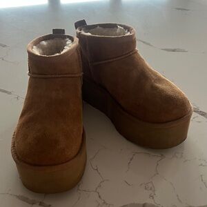 Cozy Brown Suede Women's Platform Boots